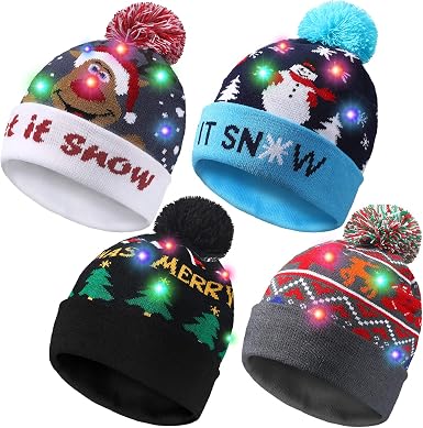 LED Christmas Knitted Hat Light 