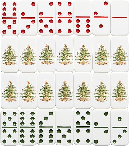 C.R. Gibson GMDS-24780 Spode - Juego de dominó de plástico para Navidad, 28 piezas