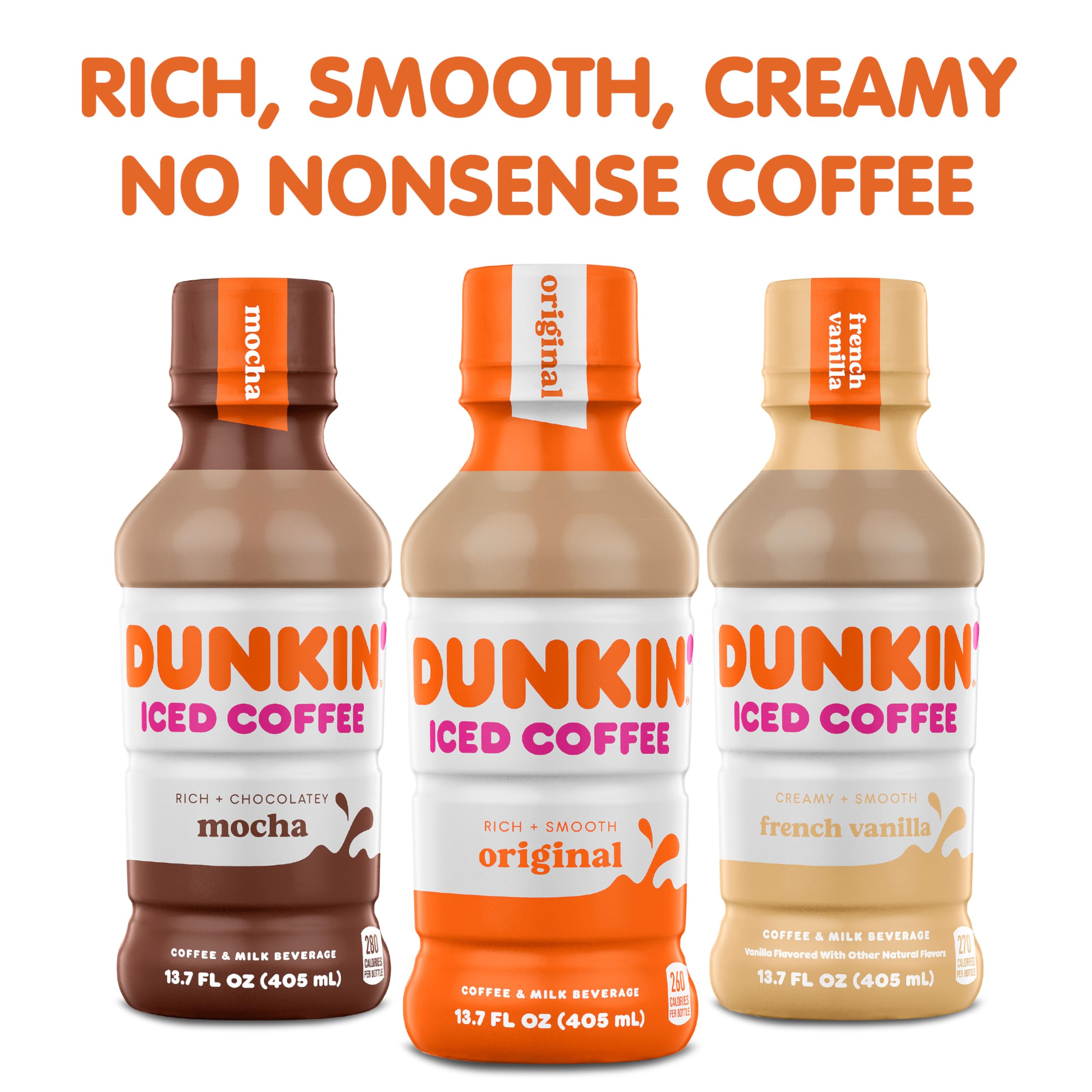 Dunkin' Mocha Iced Coffee Bottle, 13.7 fl oz, 12 Pack