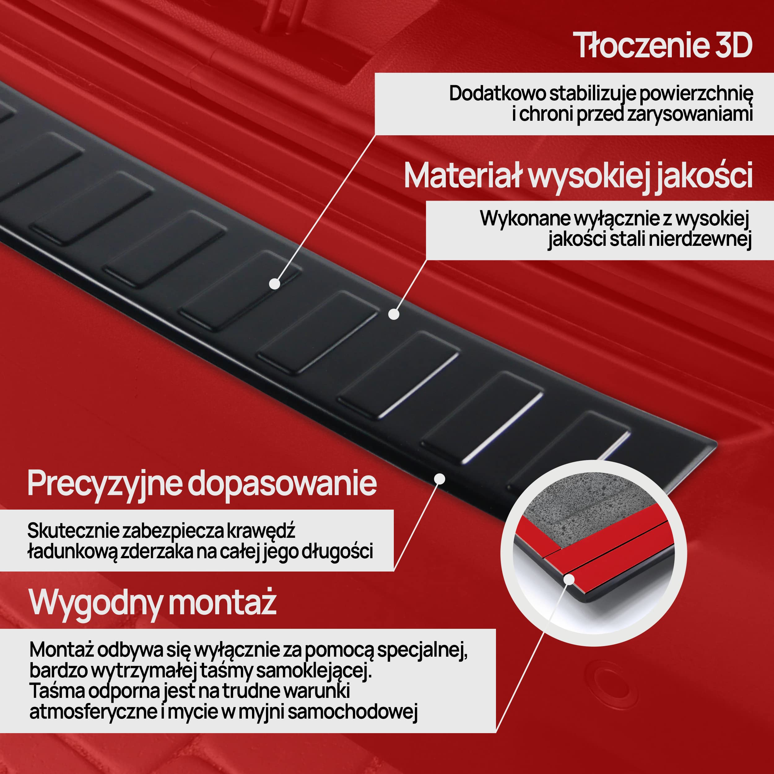 CHROMEMASTER| Listwa Ochronna Tylnego Zderzaka | Pasuje do Opel Vivaro B 2014- | Stal Nierdzewna Malowana Na Czarno, Mat | Listwa Chroni Lakier Tylnego Zderzaka przed Uszkodzeniem