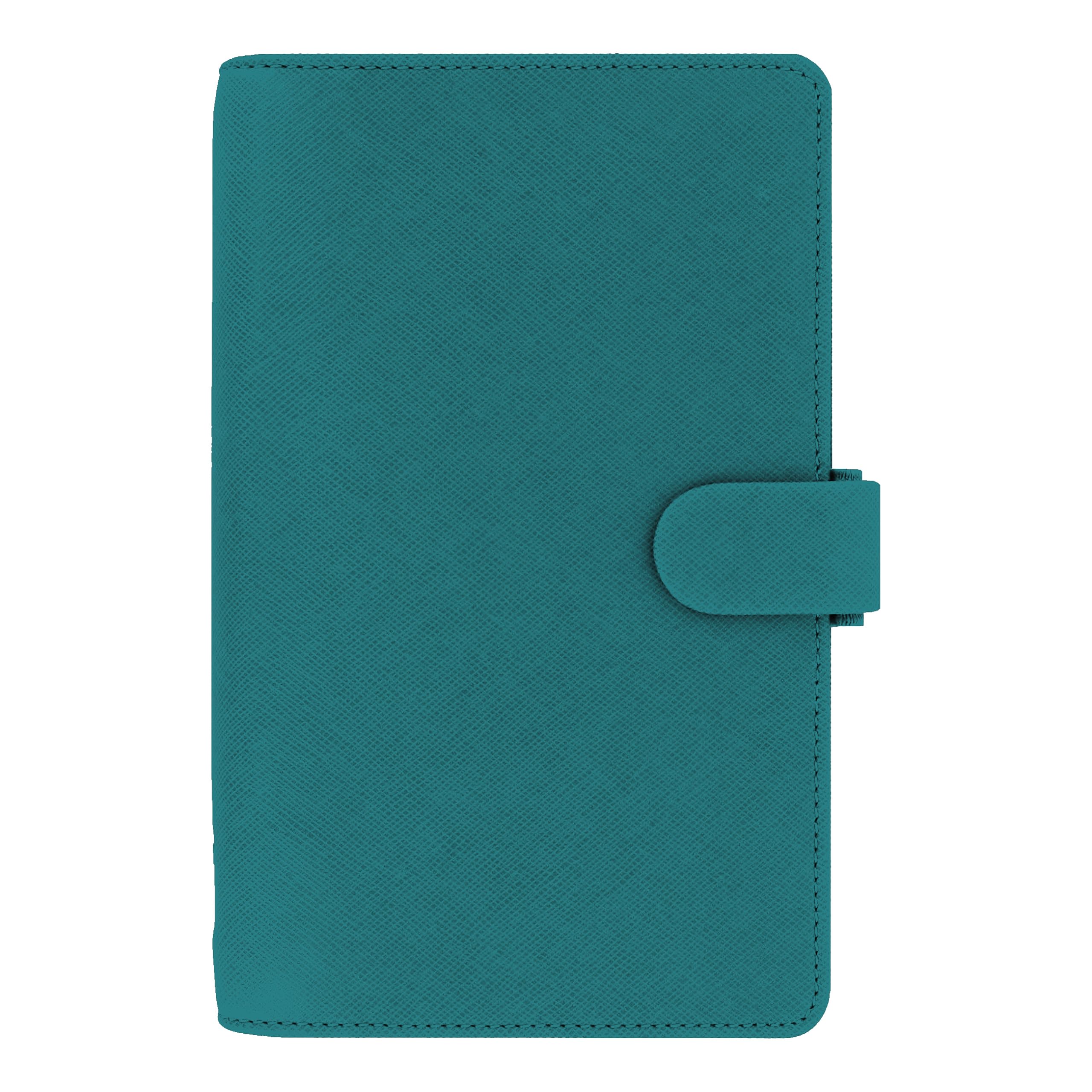 Filofax Saffiano Organizer, Personal Compact Size, Aquamarine - Cross-Grain, Leather-Look, Six Rings, Week-to-View Calendar Diary, Multilingual, 2024 (C022528-24)