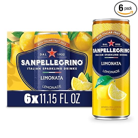 Sanpellegrino Italian Sparkling Drink Limonata, Sparkling Lemon Beverage, 6 Pack of Cans