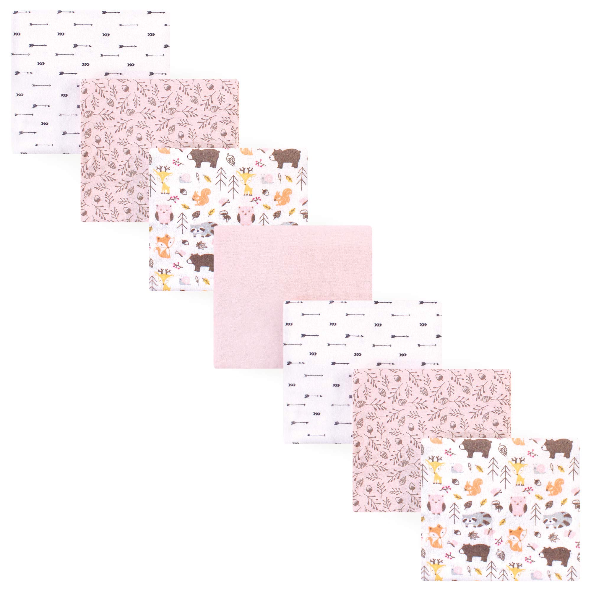 Hudson Baby Unisex Baby Cotton Flannel Receiving Blankets Bundle, Girl Pinecone, One Size