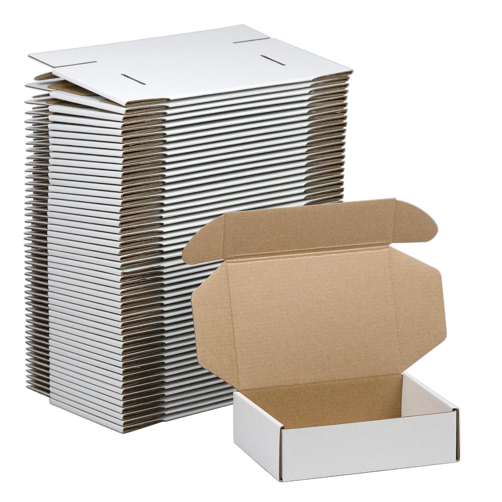 SUNLPH 50 Pack 7x5x2 Inches Small Shipping Boxes, White Corrugated Cardboard Boxes, Moving Mailing Packing Box…