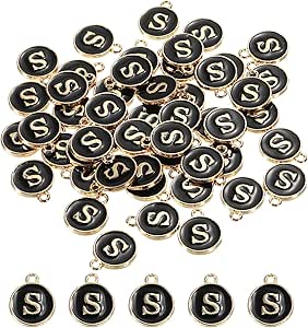 Happtkey 104 Dijes De Letras Para Joyas, 2 Colores Iniciales Para Pulseras, Alfabeto A-Z Con Doble Cara, Para Collares, Aretes, Pulseras Y Manualidades