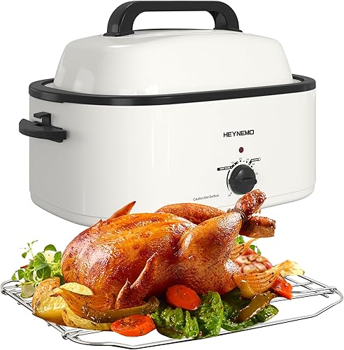 Horno asador de 22 cuartos de galón con tapa de visión autohilvanado, horno eléctrico grande con función de descongelación y calor, temperatura