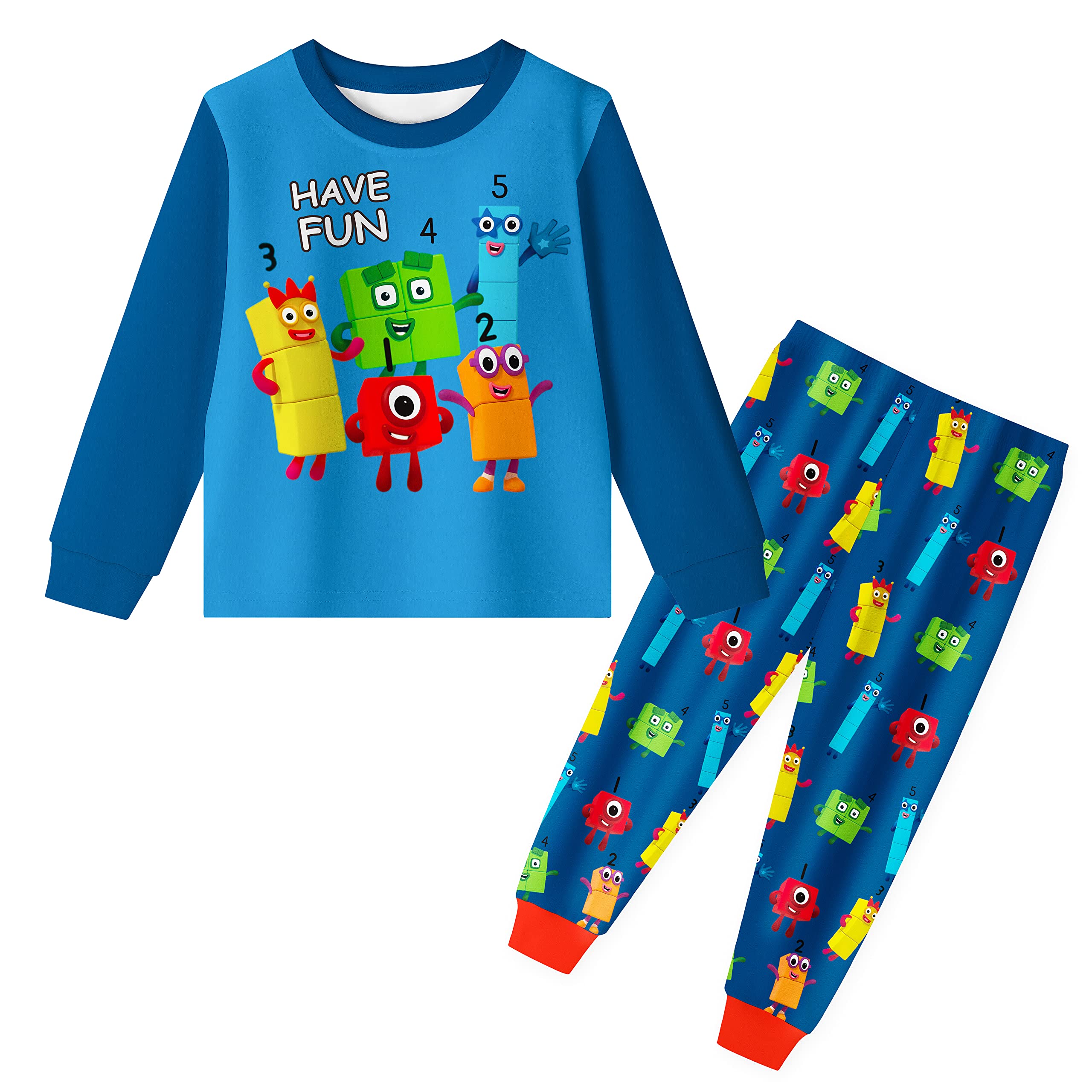 DifforeverBoys Long Shirts and Pants Sets Costume Kids Girls Cartoon Home Daily Playwear Causal Wear for 2-12 Years