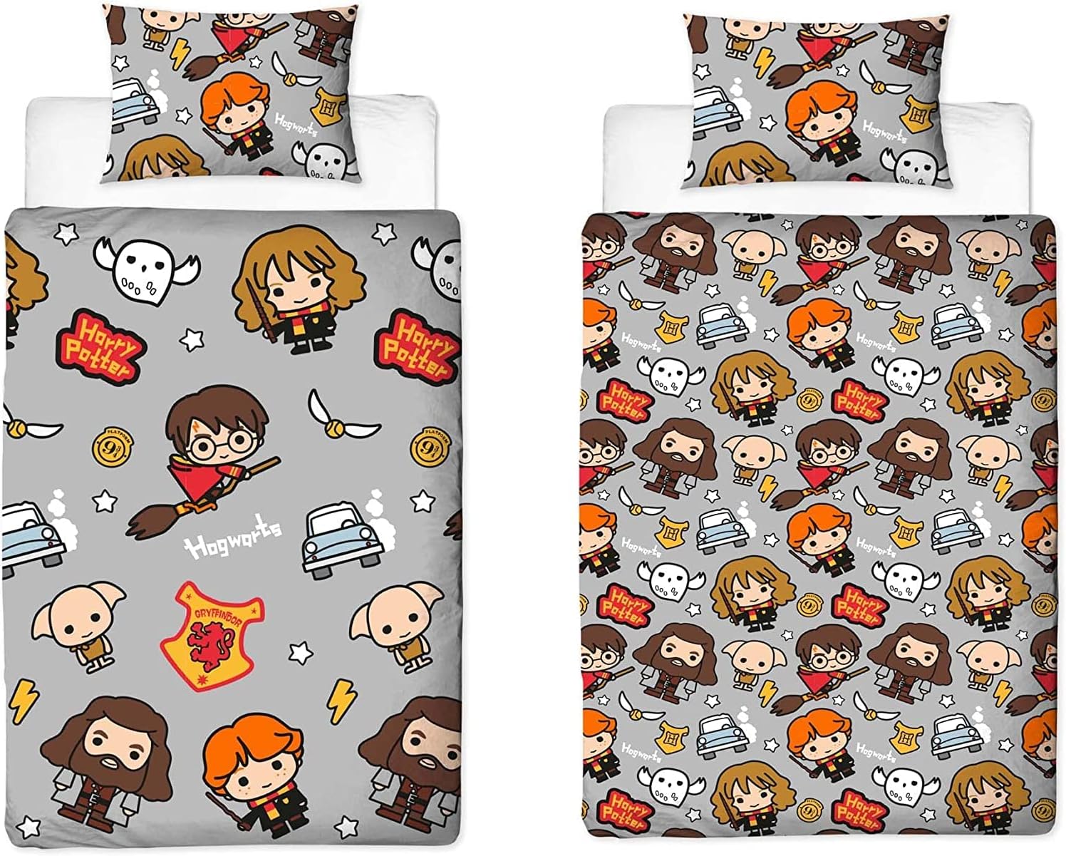 Harry Potter 'Muggles' Single Duvet Set Reversible Two Sided Hogwarts