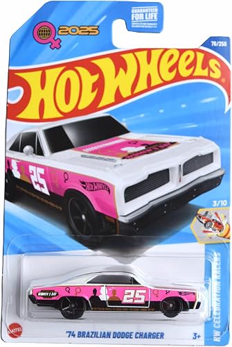 Hot Wheels '74 Brazilian Dodge Charger, HW Celebration Racers 3/10 [Pink/White] 