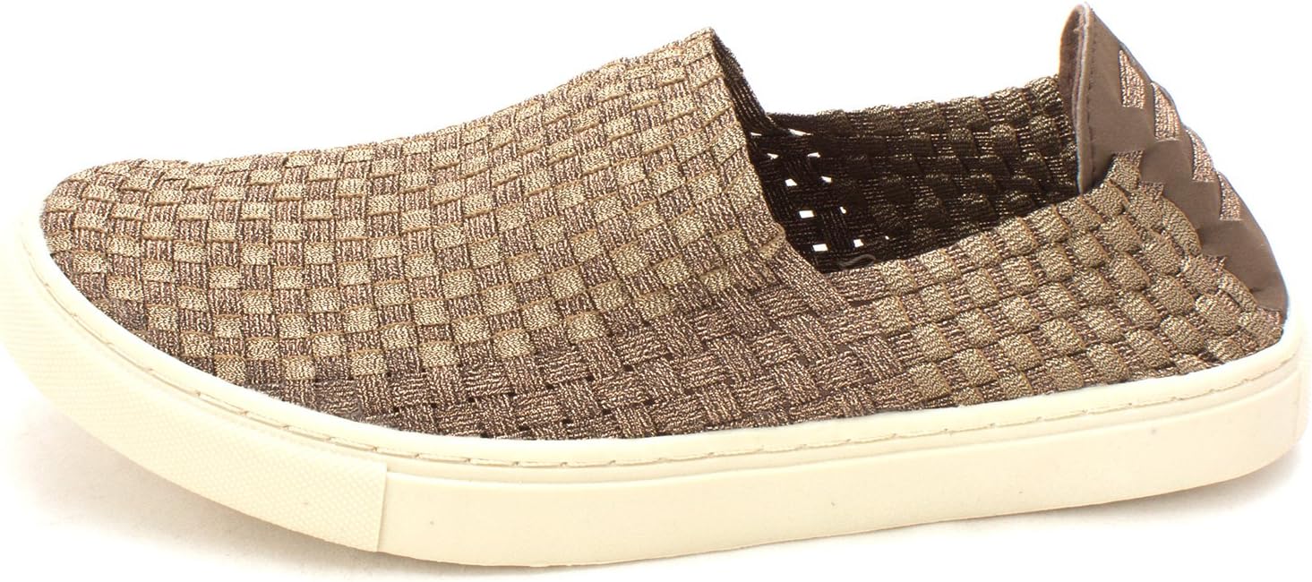 ShoeDazzle Womens Uzo Low Top Slip On Fashion Sneakers, Bronze, Size 7.5 US / 5.5 UK US