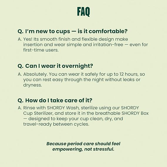 Shordy Reusable Menstrual Cups - Small & Large Comfort Period Cups | Light & heavy flow, Soft medical grade silicone, Wear up to 12 hrs, Pads disc & tampons alternative Copa menstrual