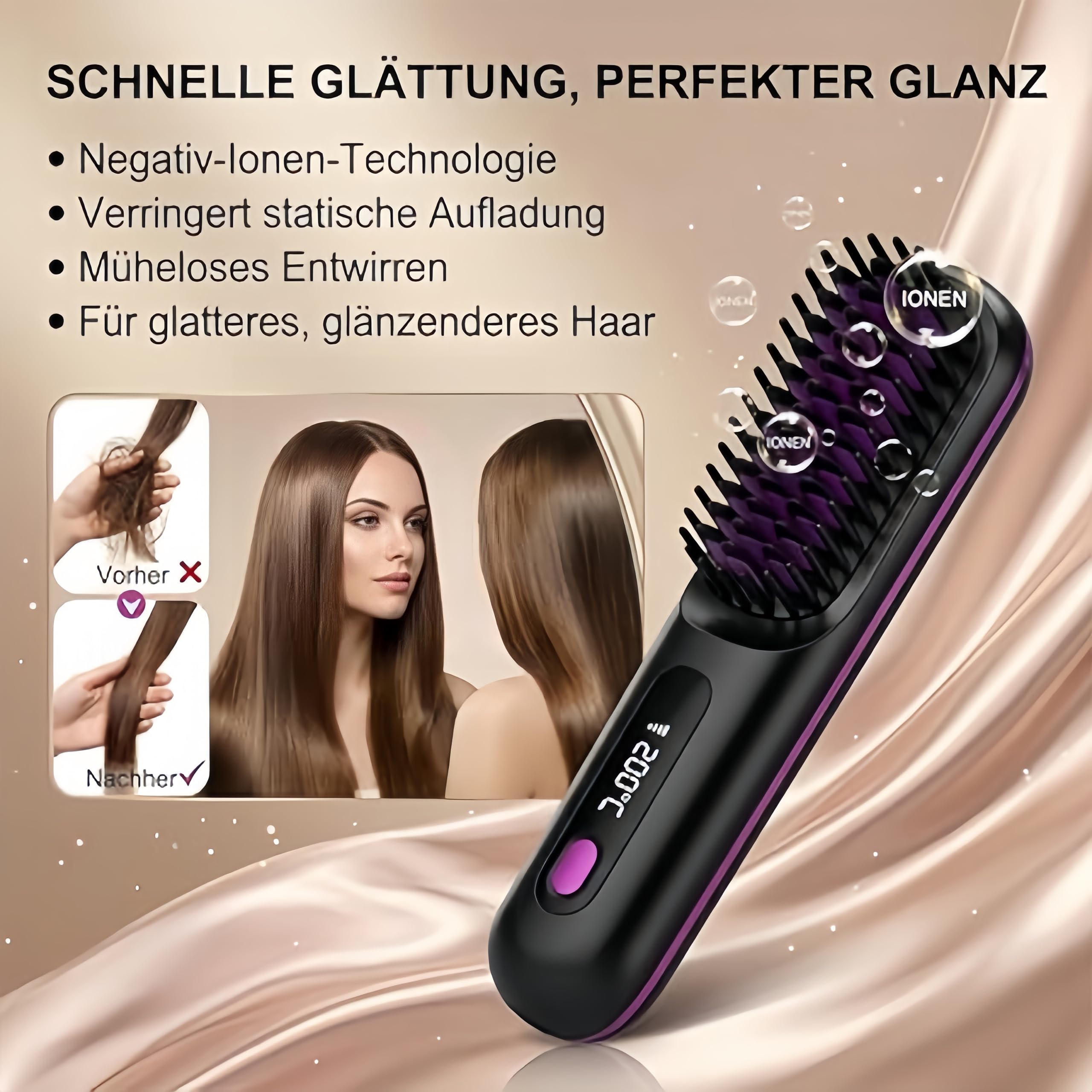 Luma Bliss Styling Bürste – Tragbare Glättbürste für schnelles und präzises Haarstyling, sanfte Pflege, haarfreundliches Design,einfache Anwendung, langlebig und ideal für müheloses Styling
