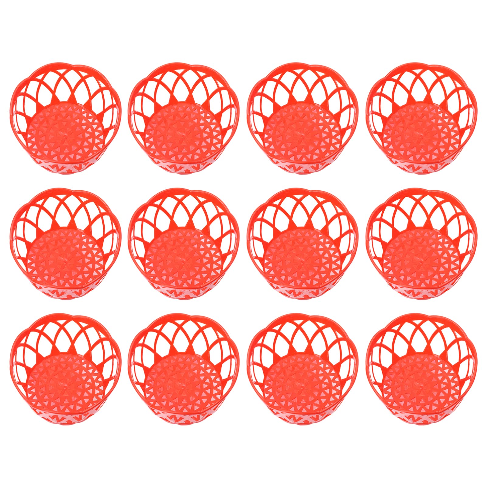 Cabilock Red Plastic Fruit Basket, 12Pcs, 150 oz