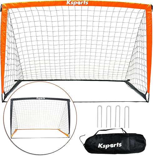 Ksports Portería de fútbol portátil Red de fútbol para entrenamiento de patio trasero Incluye pelota de fútbol, bomba, 8 conos de entrenamiento y