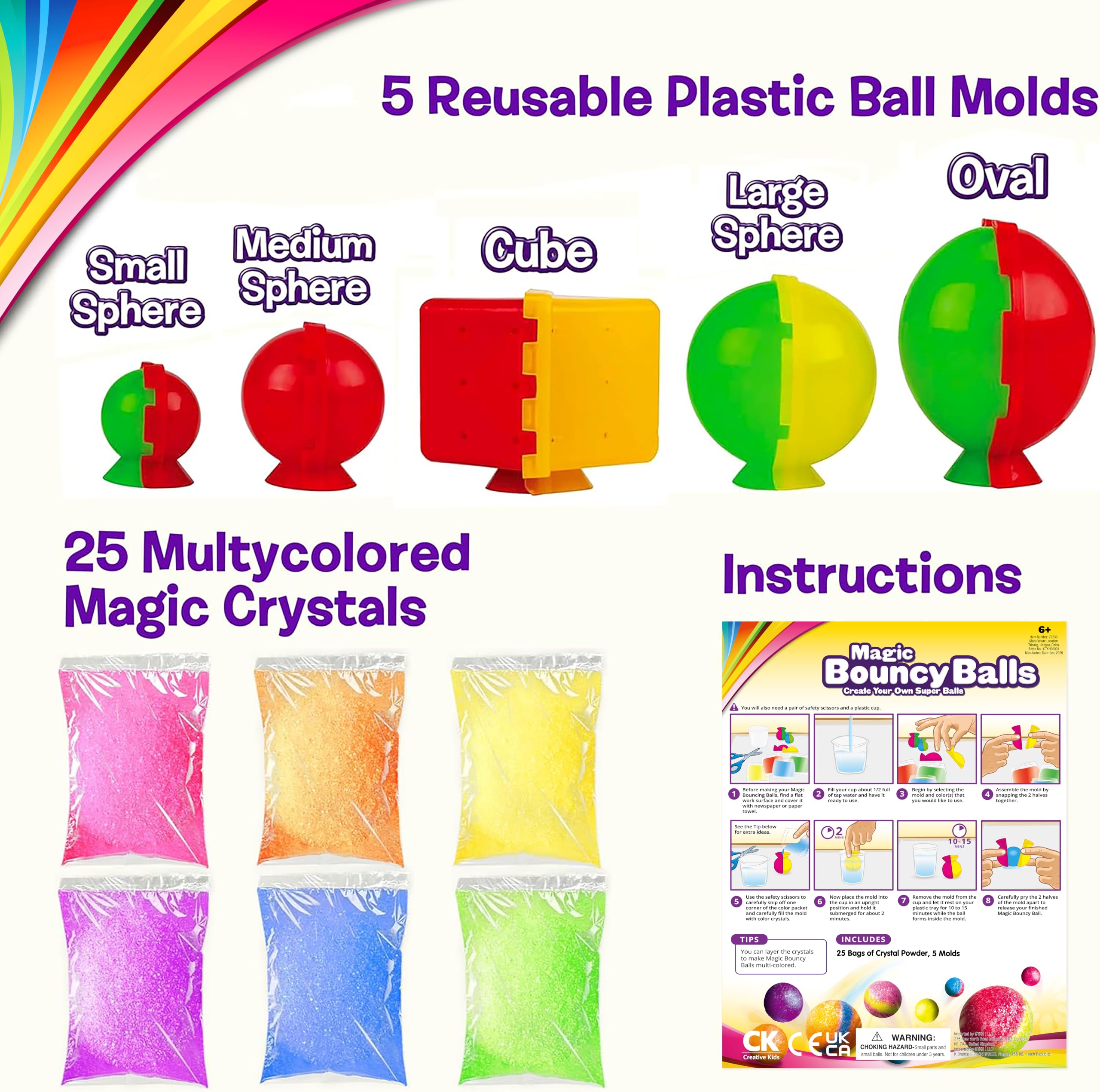 Creative Kids DIY Magic Bouncy Balls - 43 Ball Kit - STEM Science Toys — Amazon image 7