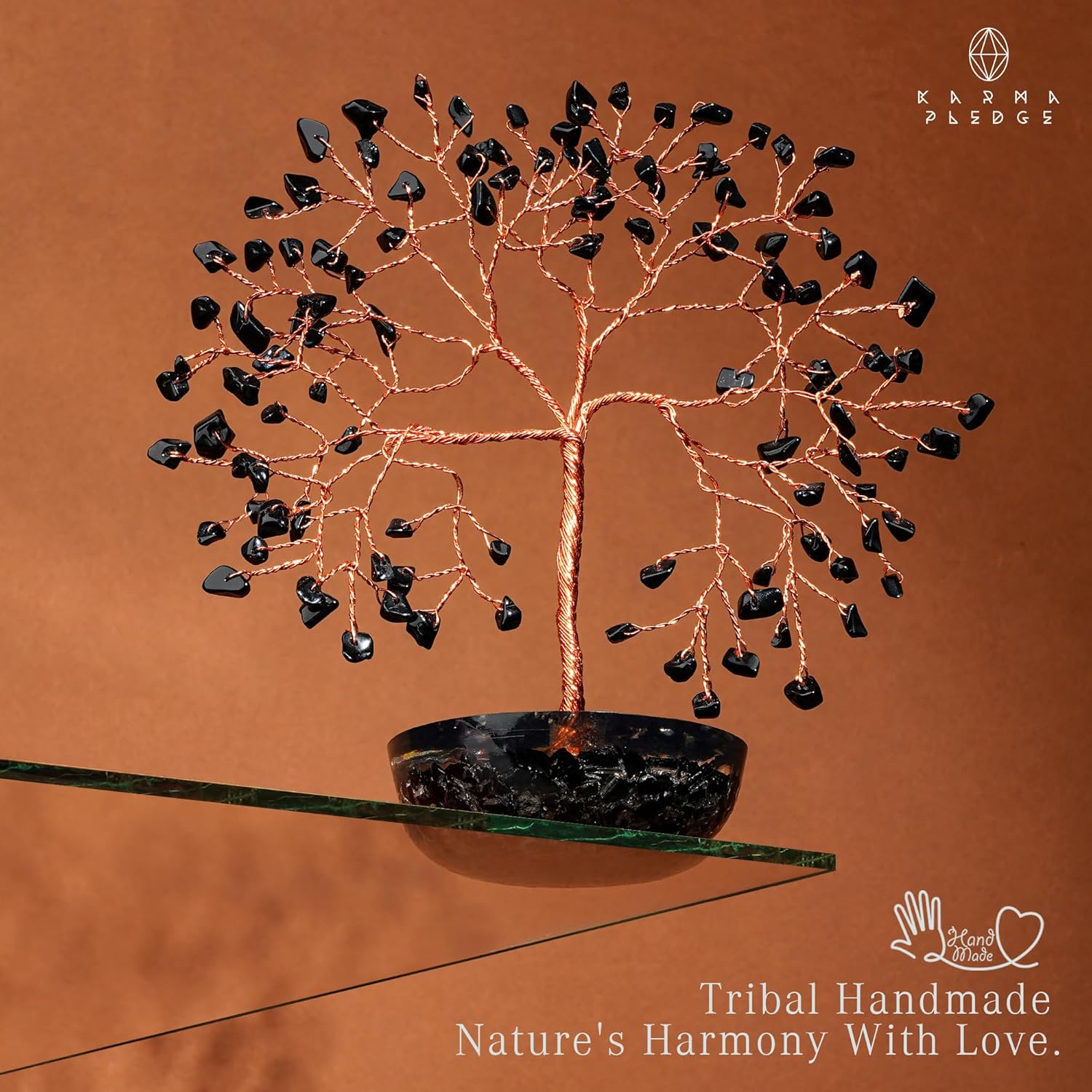 KARMAPLEDGE 7 Chakra Black Obsidian Crystal Tree of Life Positive Energy & Good Luck, Money, Feng Shui Decor, Home and Office Desk Decoration, Spiritual Gifts for Women, for Dad - Image 6