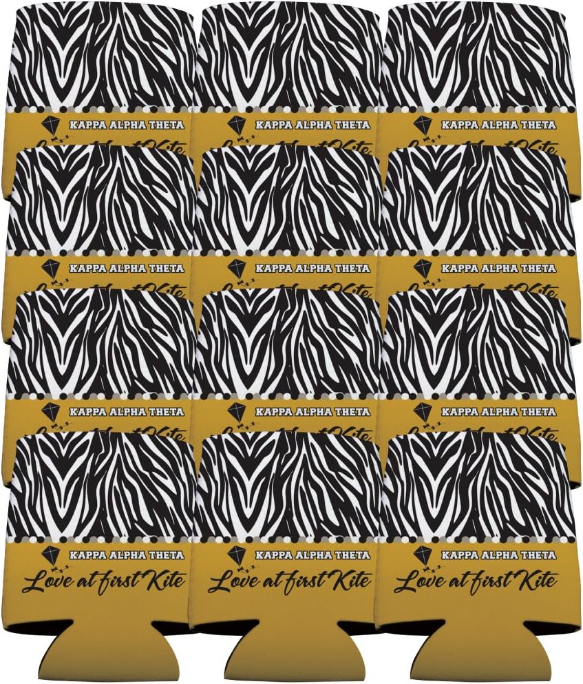 VictoryStore Can and Beverage Coolers - Kappa Alpha Theta, Zebra Print Design, Set of 12