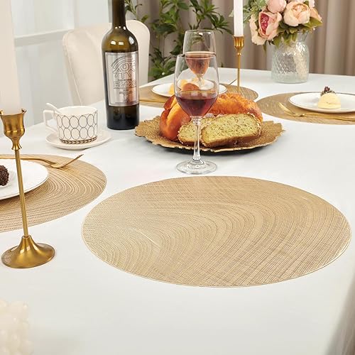 Miniatura 8 de U'Artlines Paquete de 12 manteles individuales metálicos huecos de vinilo, antideslizantes, aislantes de calor, manteles para mesa de cocina