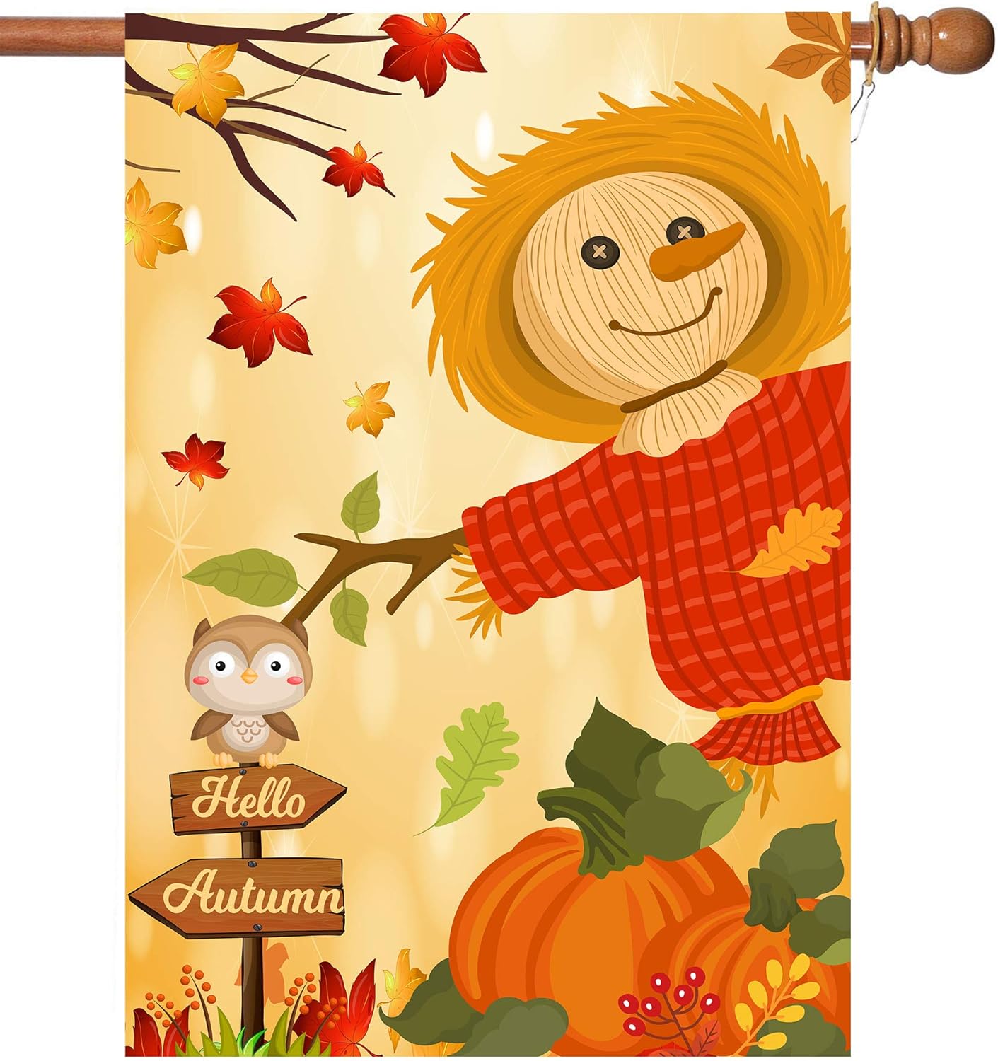 Fall House Flags Double Sided Autumn Flag Scarecrow