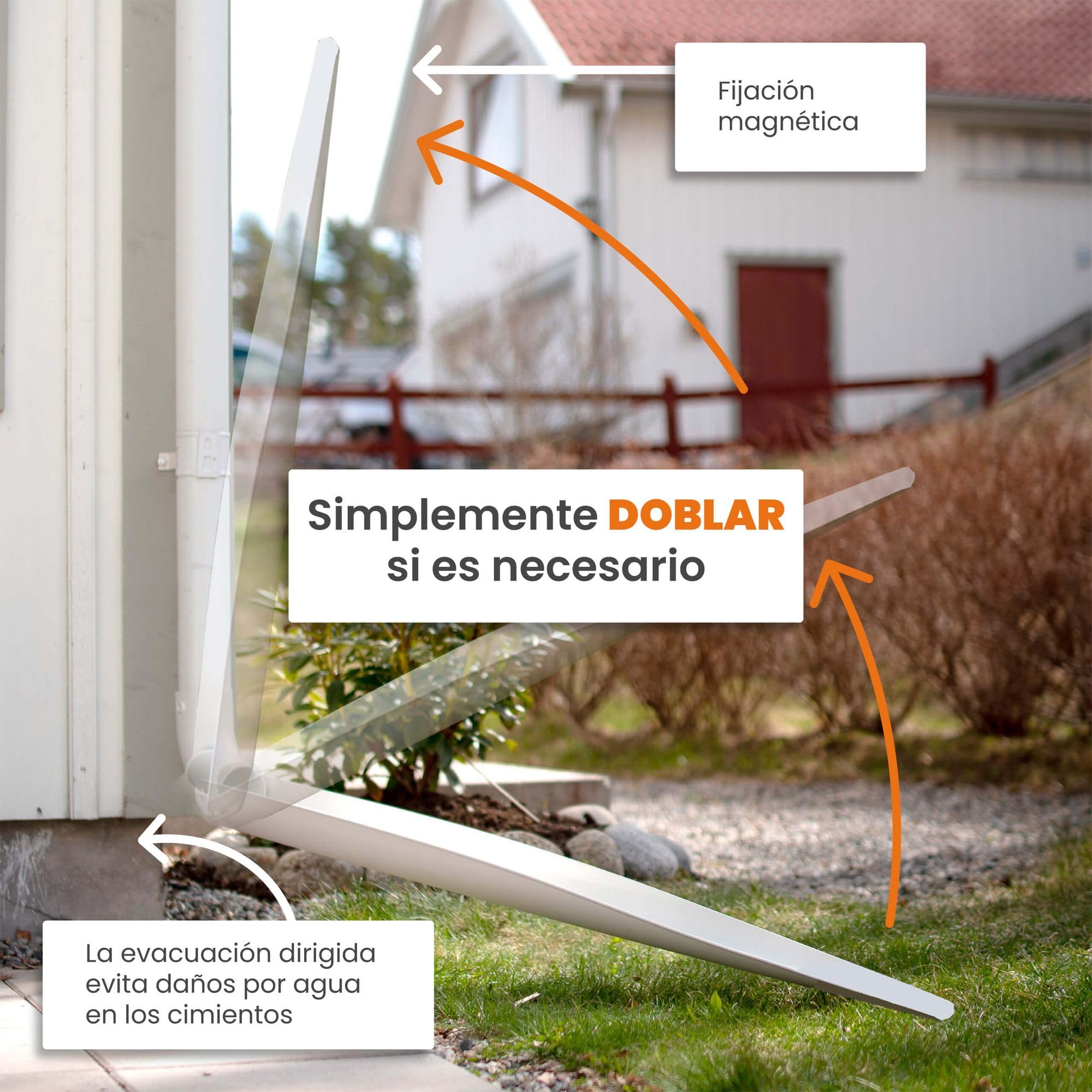 Alargador de bajante plegable 90 x 1500mm Blanco | Plástico, pieza de extensión para bajantes, favorece el desagüe del tejado, ahorra espacio