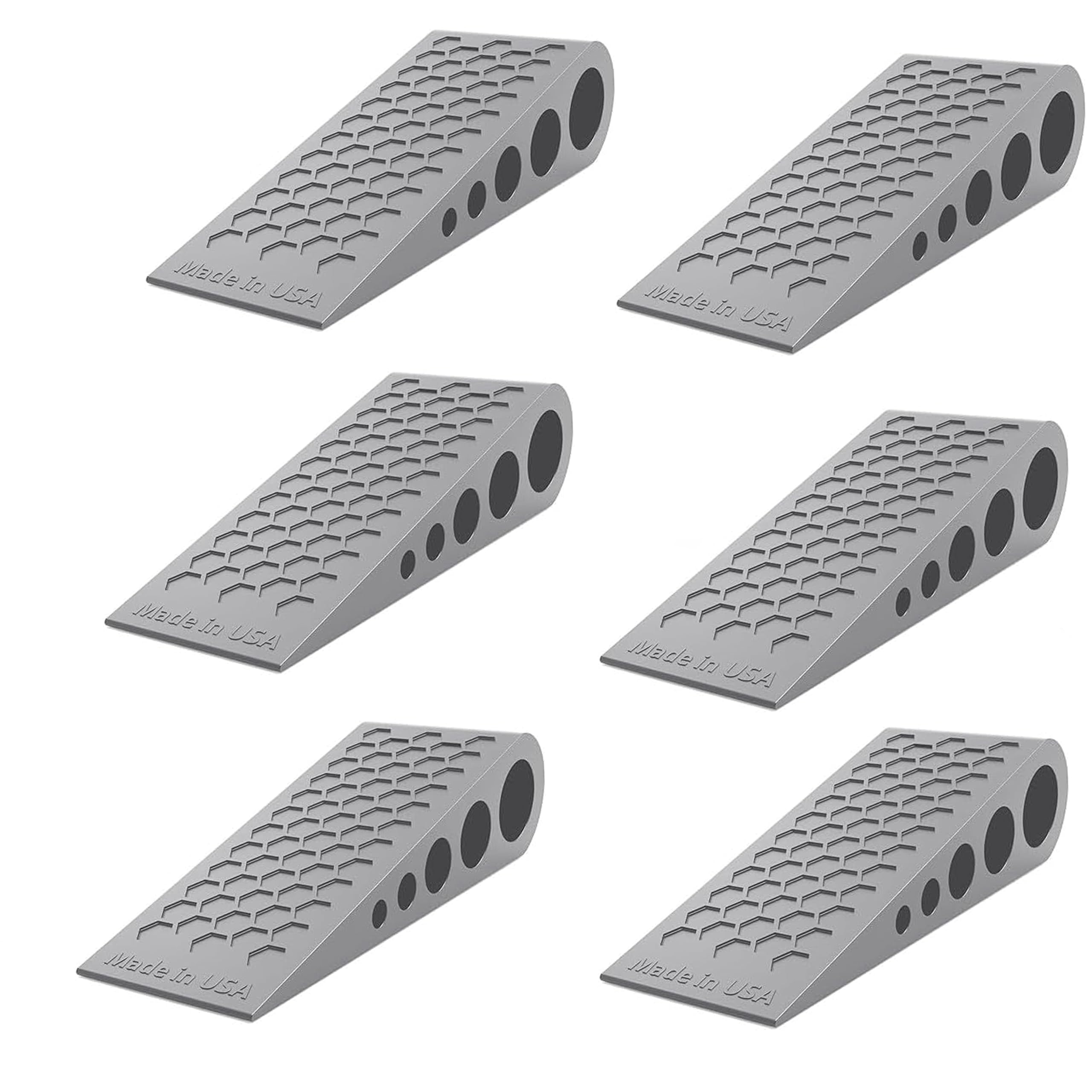 Door Stoppers for Bottom of Door Premium Floor Rubber Door Stop Wedge Made in USA Heavy Duty Honeycomb Design for Carpet, Tile, Ideal for Home, School, Commercial, Gray 6 Pack