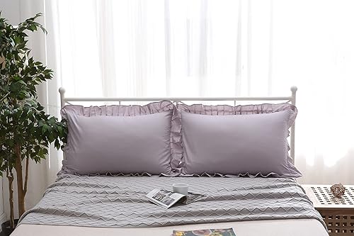 Vista 228 de Fundas de almohada cuadradas blancas con volantes, fundas de almohada europeas, 100% algodón, 18 x 18 pulgadas, 2 unidades Blanco 3