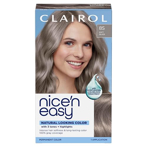 Clairol Nice'n Easy Permanent Hair Dye, 8S Soft Silver | Pack of 1