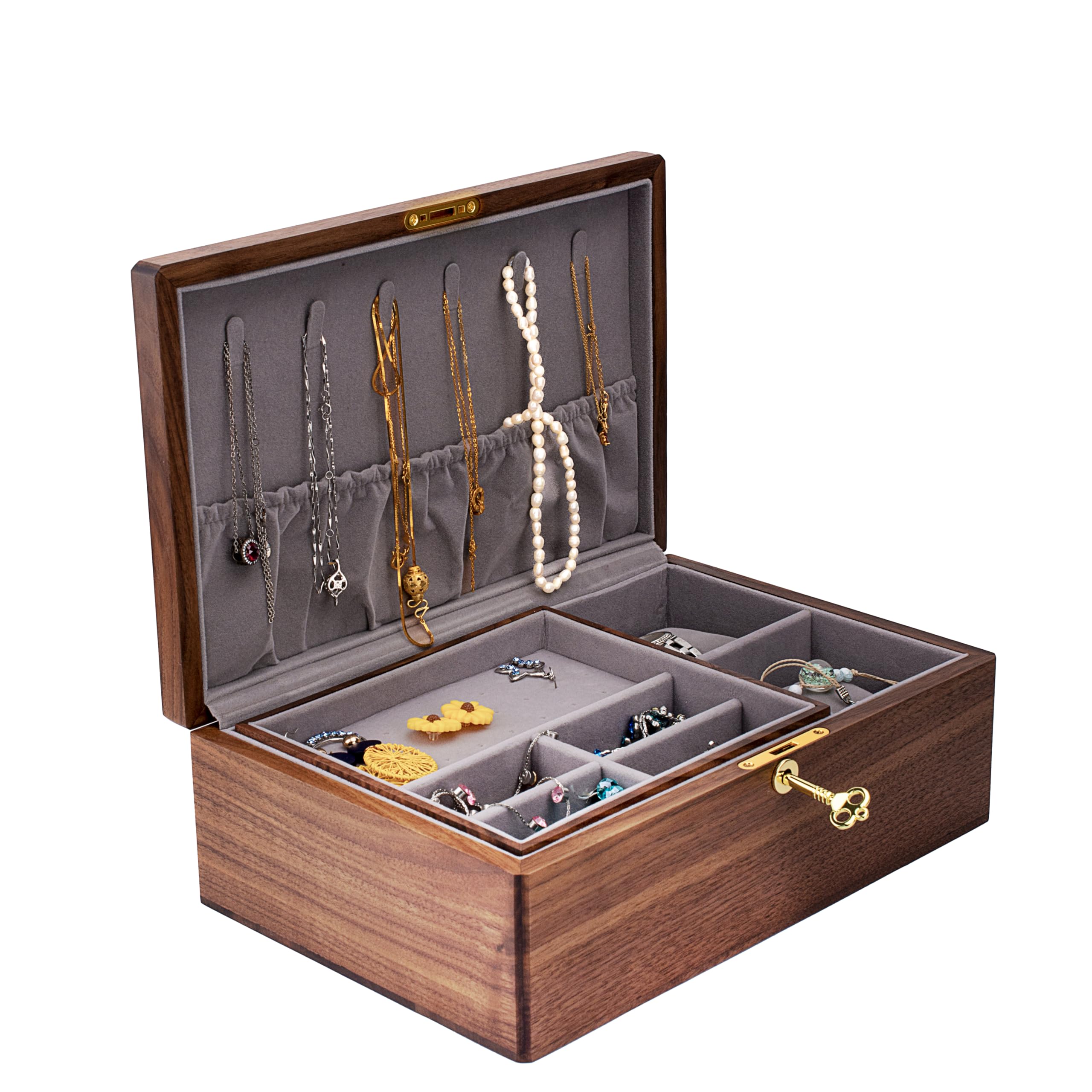 IRIVER BLANKIRIVER BLANK Exquisite Black Walnut Jewelry Box: Elegantly Designed for Discerning Tastes – Noble and Elegant Storage Solution with Original Wood Craftsmanship