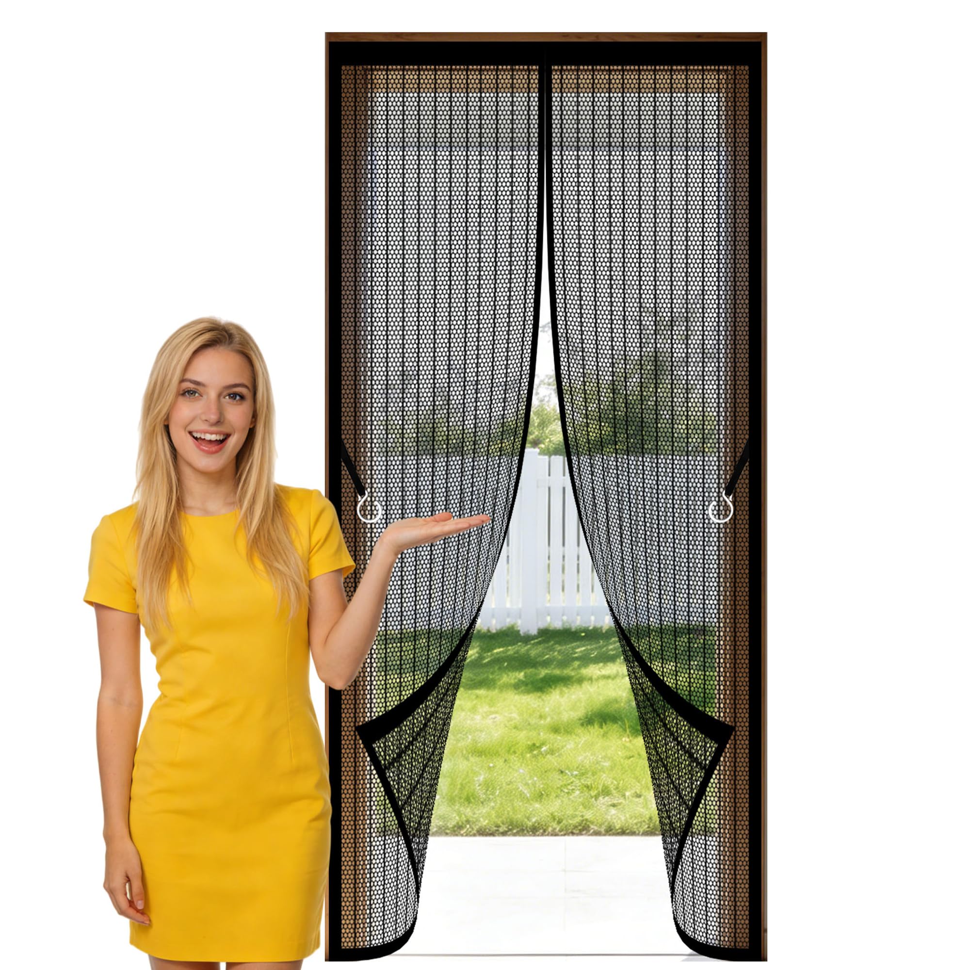 Fly Screen Door 81 x 204 cm Hundreds of Sizes Fly Screen Door with Powerful Magnets Full Frame Magic Tape Suitable for Patio Room Balcony Bedroom, Black