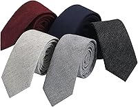 HOULIFE Men's Cotton Skinny Ties - Solid Slim Neckties 2.3" Wide, Comfortable Durable for Wedding Business Party