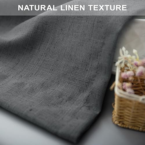 Miniatura 5 de Pitalk Cenefa gris oscuro para ventana de 18 pulgadas de largo, cenefa de cocina de lino transparente de algodón para baño, cenefa para sala de