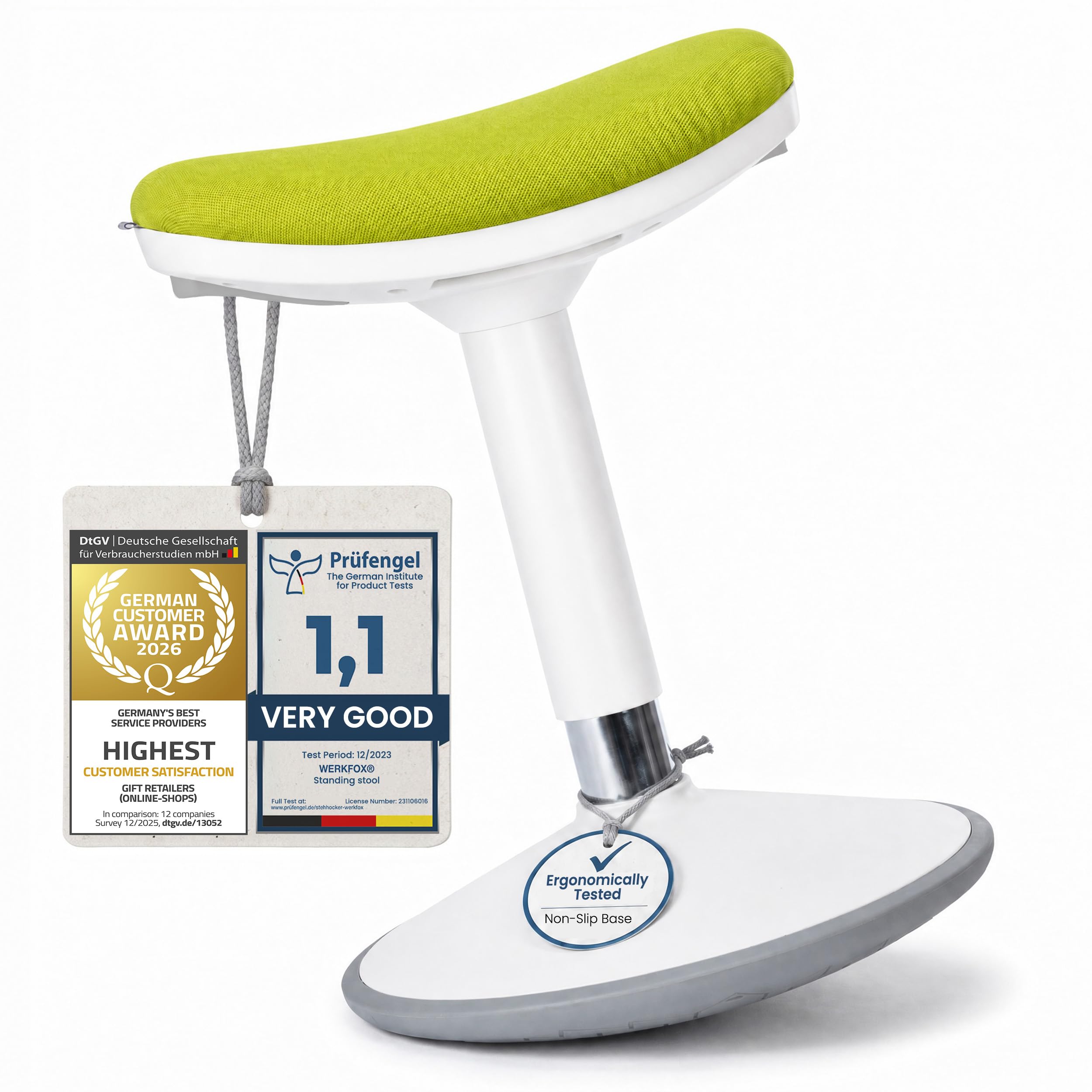 Werkfox® Ergonomic Standing Stool Height Adjustable - Wobble Stool