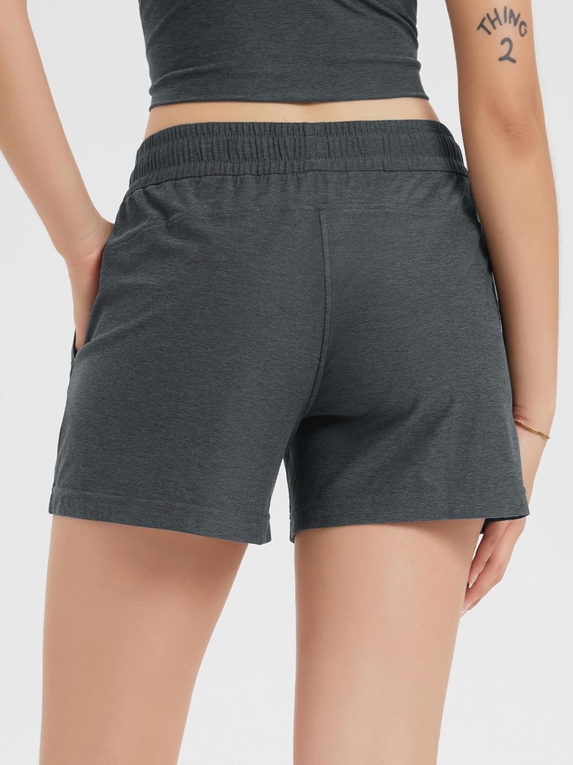 ODODOS Women's Relaxed-Fit Shorts Ultra Soft odSTRATUM Tech Mid Rise Shorts with Pocket 3.5" Inseam-Moisture Wicking UPF 50+ - Image 2