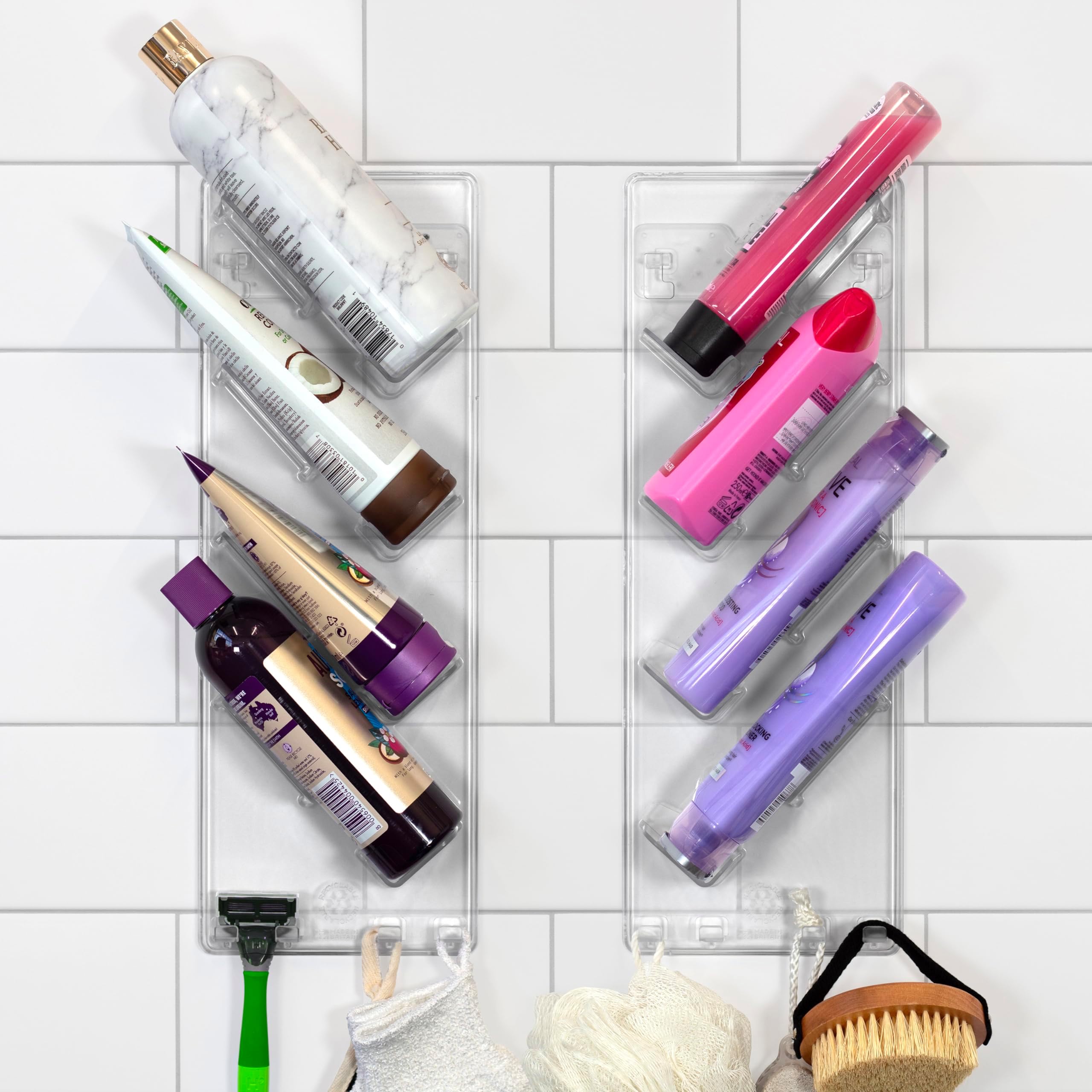 Shower Caddy (2 Pack) - Rustproof, No Drilling, No Suction Cups - Stores & Organises Shampoo, Conditioner and more - Bathroom Storage Rack