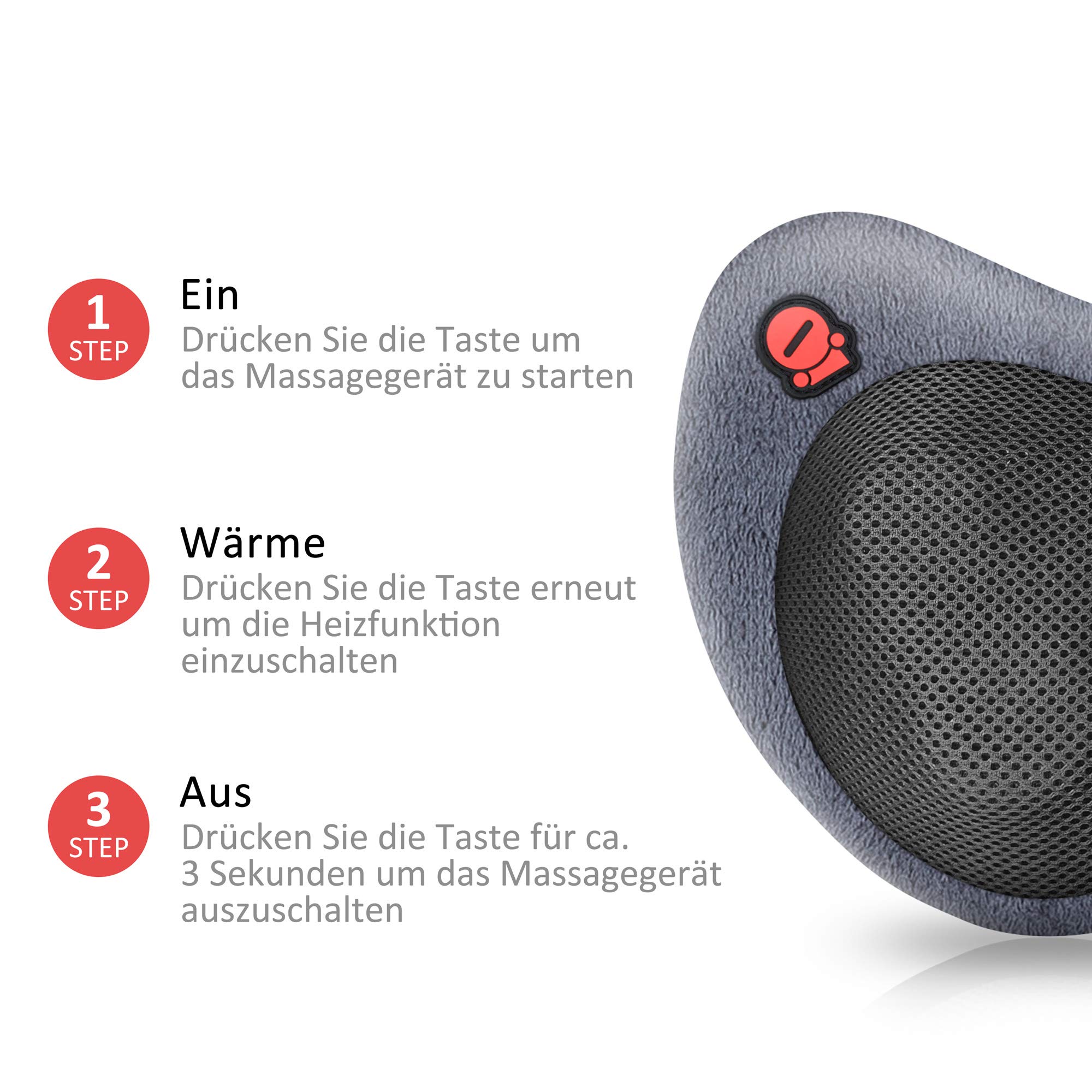 Comfier Cuscino Massaggiante con Calore - Massaggiatore Collo e Spalle 3D Shiatsu, Massaggiatore Cervicale Portabile per Collo, Spalle, Schiena, Vita, Sollievo Dolore Muscolare