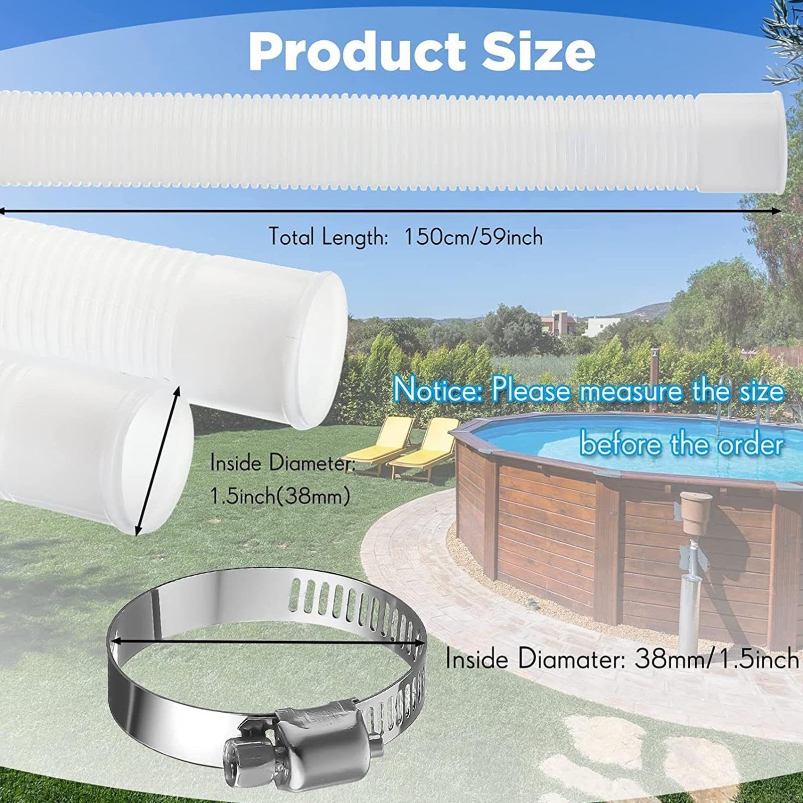 Tubo per pompa filtrante per piscina e pompa a sabbia, accessorio per fontana, giardino, spa, vasca e ambienti esterni