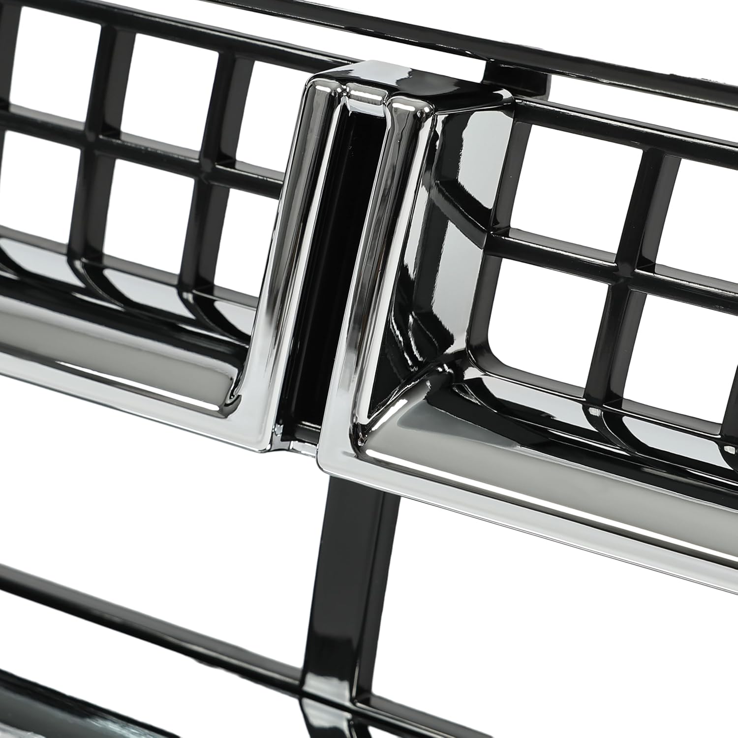 HECASA Front Bumper Upper & Lower Grille Mesh Grill Insert Compatible with 2013-2016 Cadillac SRX Plastic(ABS) Chrome Replacement for 22738992+22739004