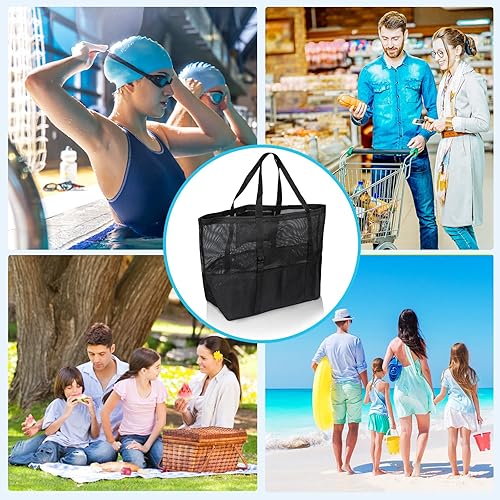 Miniatura 8 de SRISE Mesh Beach Bag - Large Beach Tote Bag for Family Beach Bag for Toys & Vacation Essentials