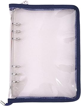 Amazon ドナリー A5 A6 クリア ファイル バインダー ホルダー ミニ ６穴 ブロマイド ケース システム 手帳 リフィル ラメ入り 韓国 デコ ファスナー付き A5 ネイビー システム手帳用リフィル 文房具 オフィス用品