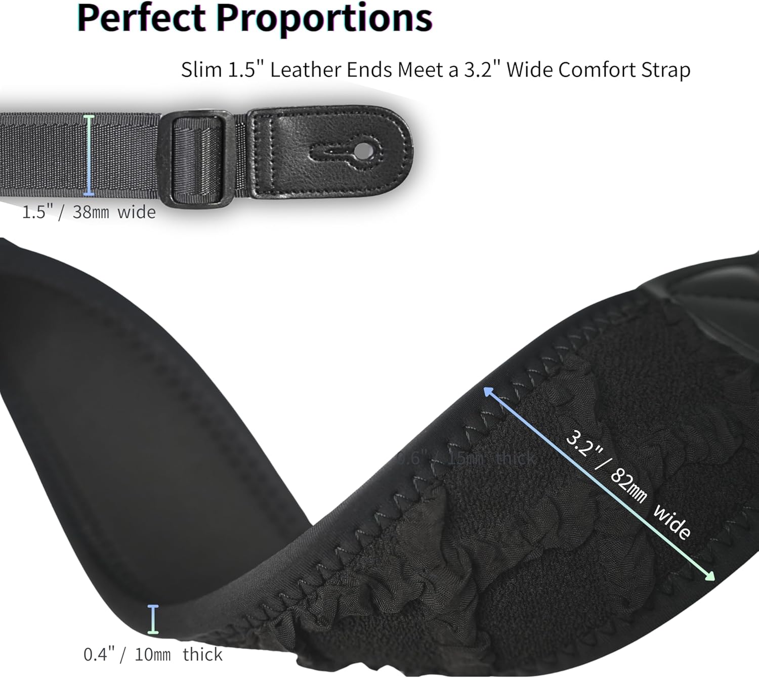 rockyou Zero-Gravity Stretch Guitar Strap - Modern Decompression Belt with Reinforced Leather Ends - Fits All Guitar Sizes (Embossed Flowers)