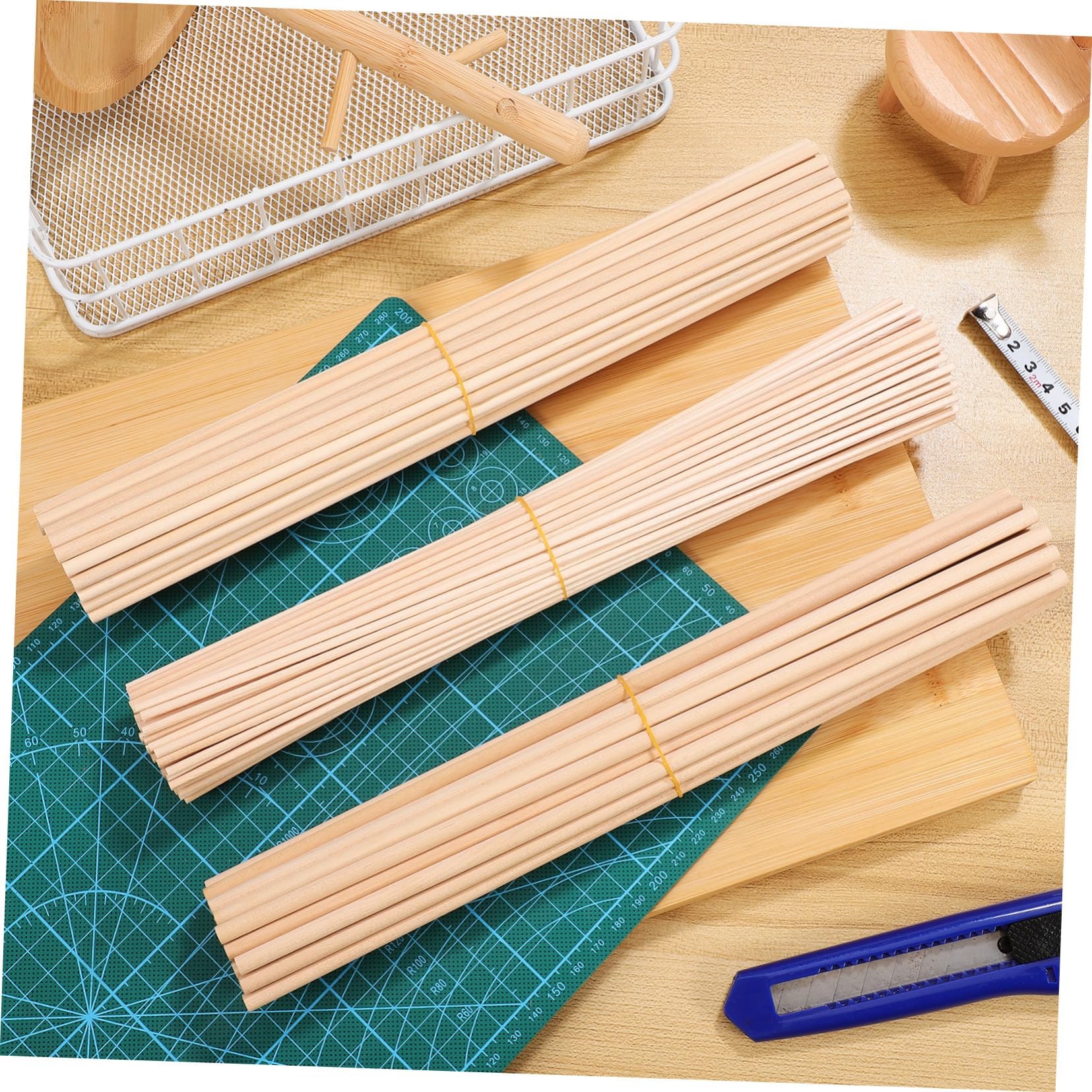 ORFOFE 215 Stk. Unbehandelte Birkenholz Rundstäbe in Glatte Holzstäbe für Basteln DIY Handwerk Dekoration Modellbau