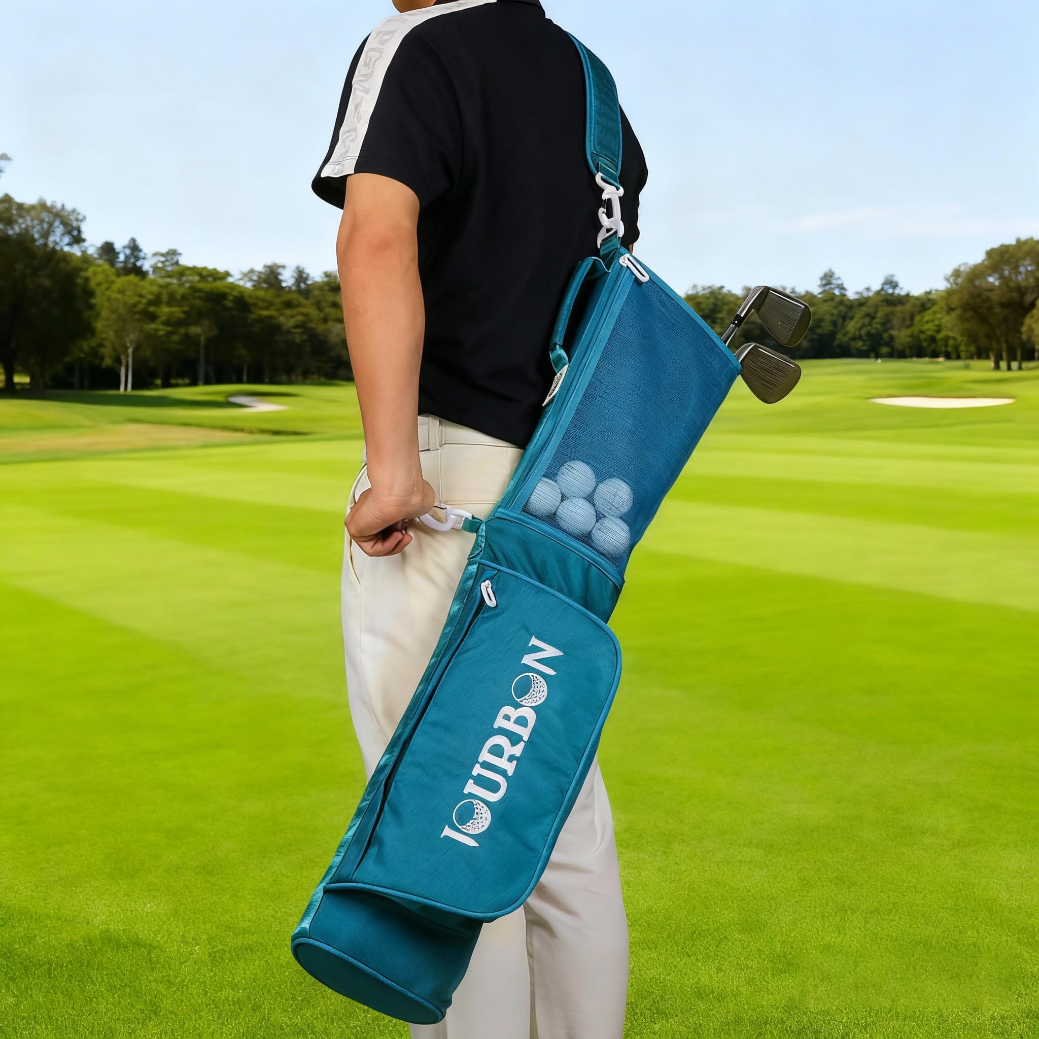 Tourbon Golfschläger-Aufbewahrungstaschen, leicht, Nylon, für Damen und Herren, mit Taschen und verstellbarem Gurt