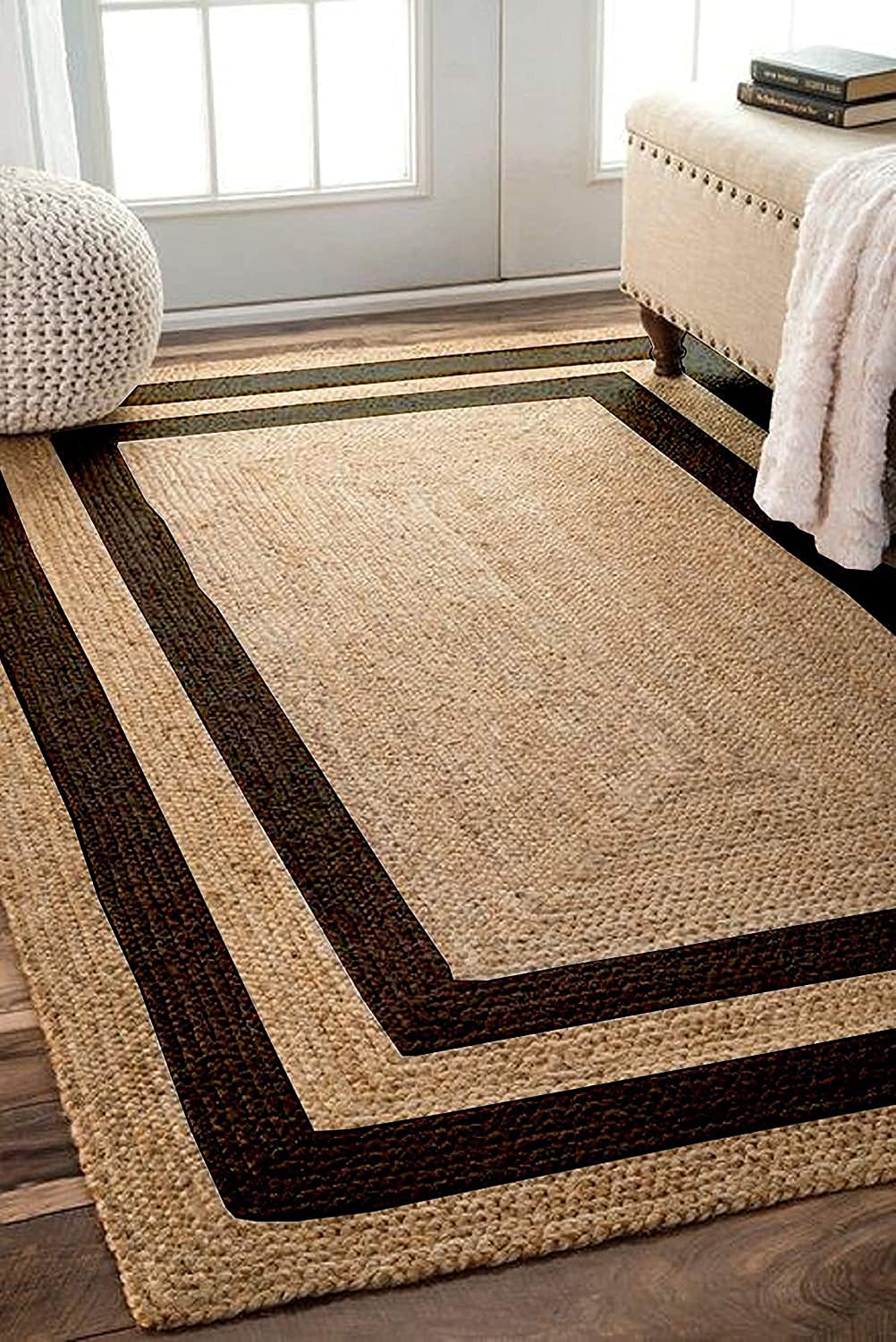 Handmade Jute Rug - 6ft x 8ft - Natural Floor Mat -18
