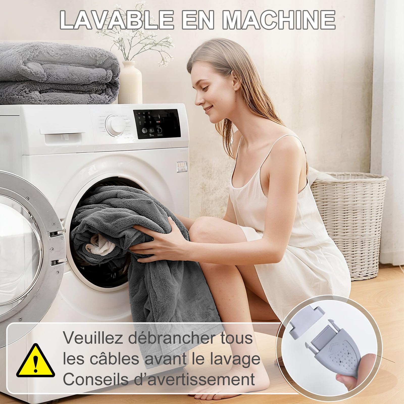 COZYTY Heizdecke mit Abschaltautomatik 130x180cm – Flanell Elektrische Wärmedecke, 6 Heizstufen &10-Std. Abschalt-Timer, Überhitzungsschutz, Maschinenwaschbar, Grau