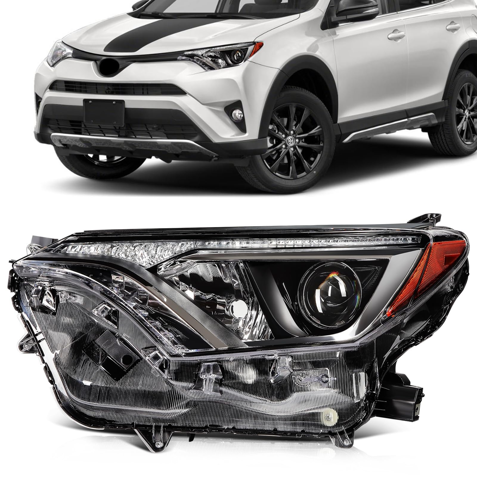 SCITOO Headlight Assembly Fit 2014-2021 For Toyota 4Runner Black Housing Amber Reflector Pair Headlights 81170-35571 — view 60