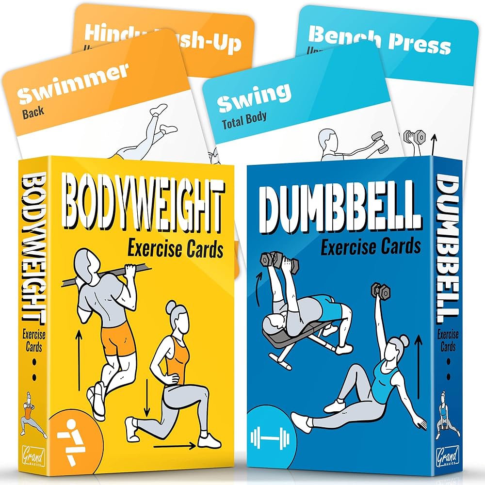Amazon.com : [2-PACK] Bodyweight & Dumbbell Workout Cards - Large Size 5