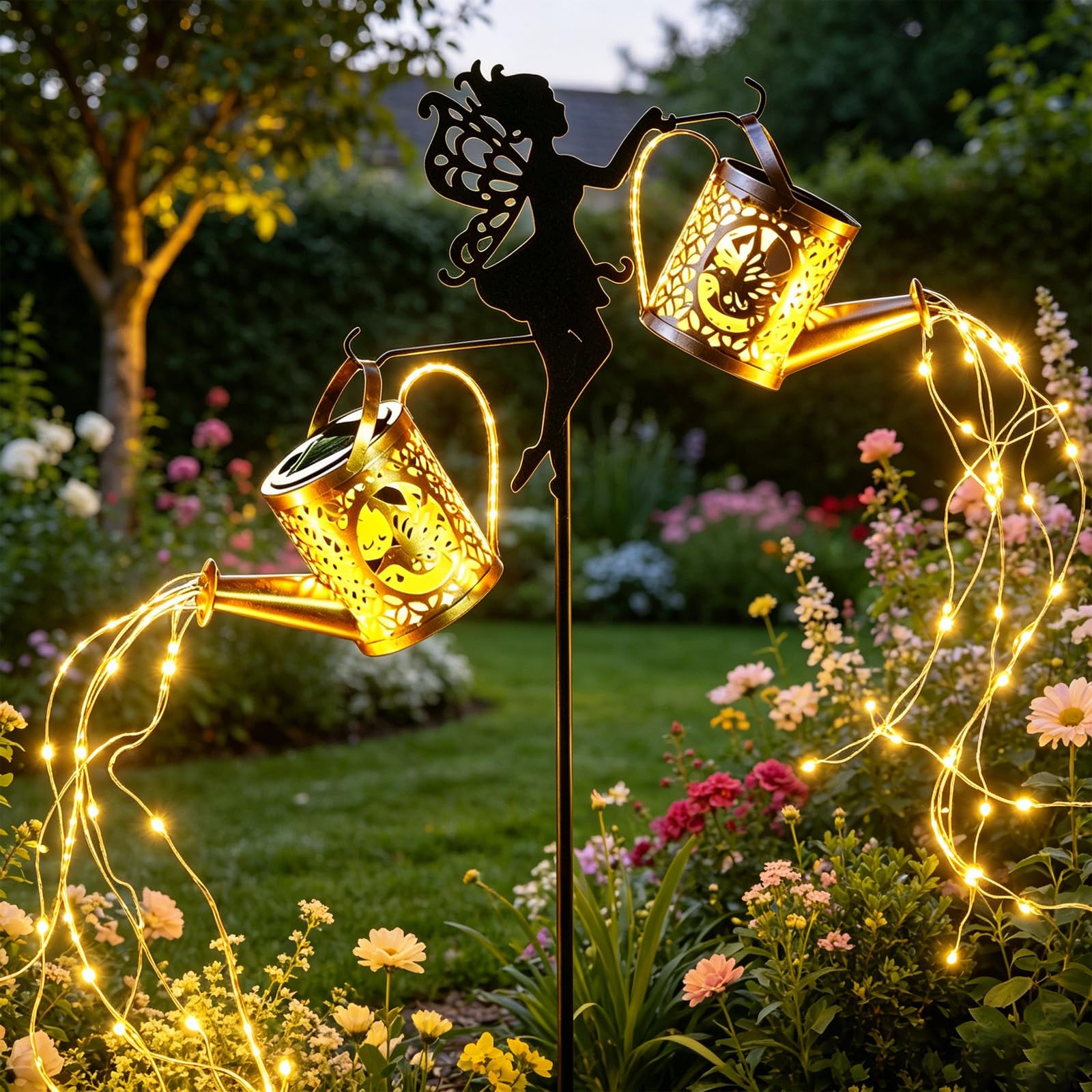 DAZZTIME Solaires de Jardin,Étanche Jardin Décor avec un Pôle Deux Lumière,Lumiere Solaire Exterieur Decorative,pour Chemin de Pelouse,Patio,Balcon,Cour