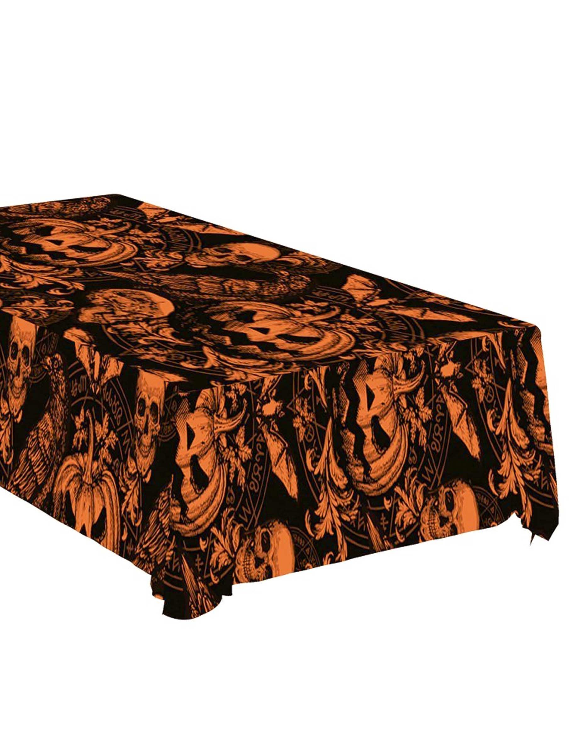Fiestas Guirca Gothic Pumpkin | Tablecloth Black And Orange (53.9X107.9 In) - Table Decoration For Spooky Halloween Parties - Ideal For Frightening Celebrations - Black, Orange