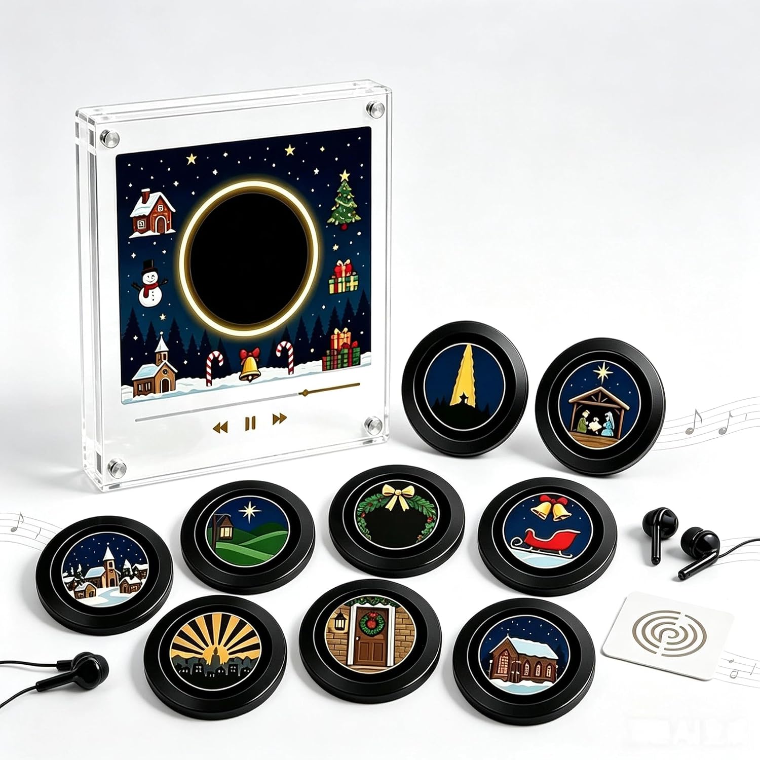 Magnetic Vinyl Music Player for Fridge with 9 Mini Record Discs