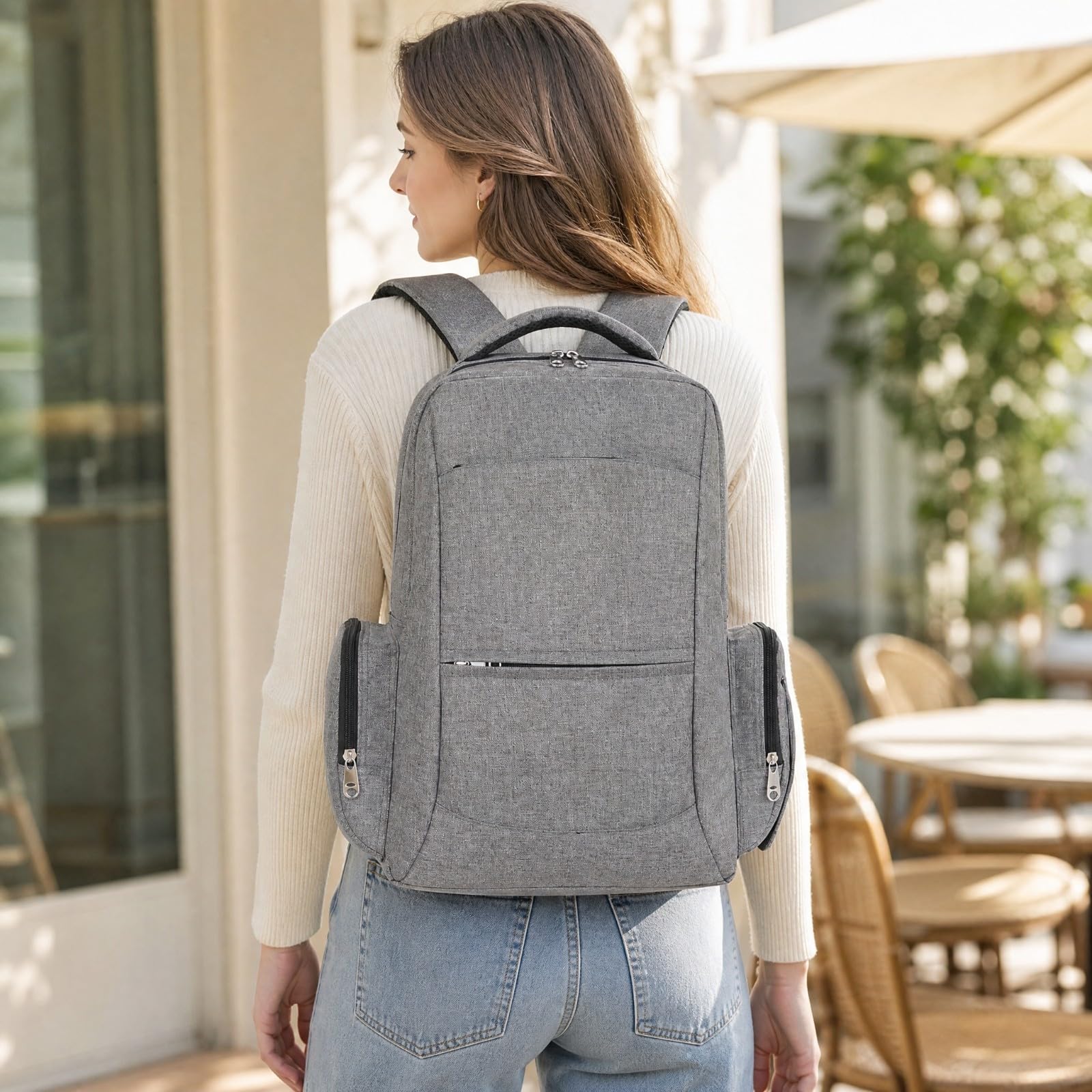 Mutter Kindertasche Rucksack mit USB Port Oxford Handtasche für Damen mit Mehreren Fächern Und Stabiler Form für Pflegeartikel Und Kleidung für Und Stadtbummel,